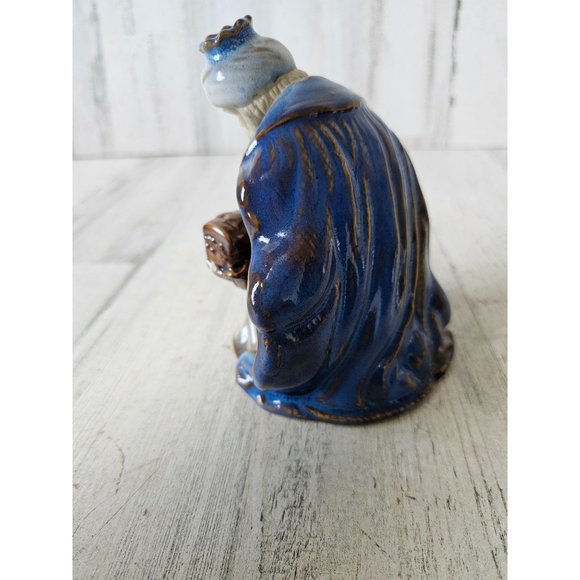 Ceramic Wiseman Nativity blue Xmas religious decor large - Picture 3 of 7